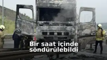 Kuzey Marmara Otoyolu'nda yürekleri ağza getiren yangın: Tır alevlere teslim oldu!